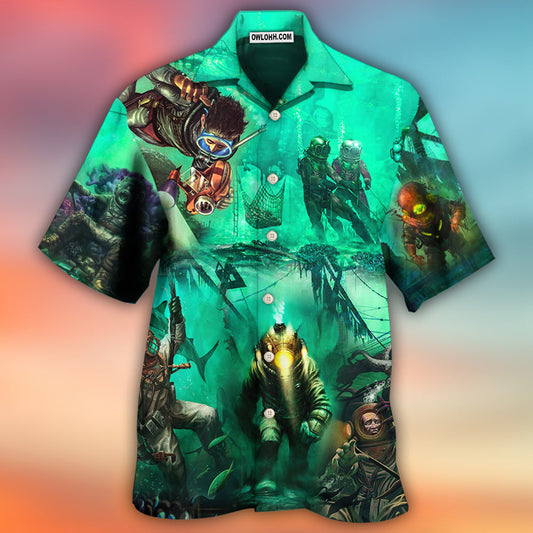 Diving Monster Under The Sea Art Style - Hawaiian Shirt 