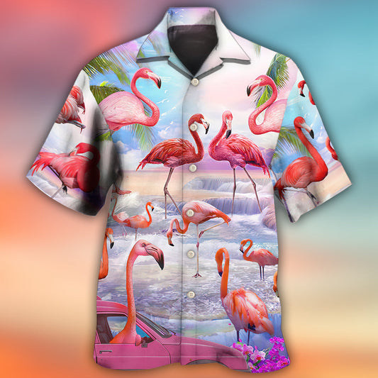 Flamingo In The Paradise Cool Style - Hawaiian Shirt 