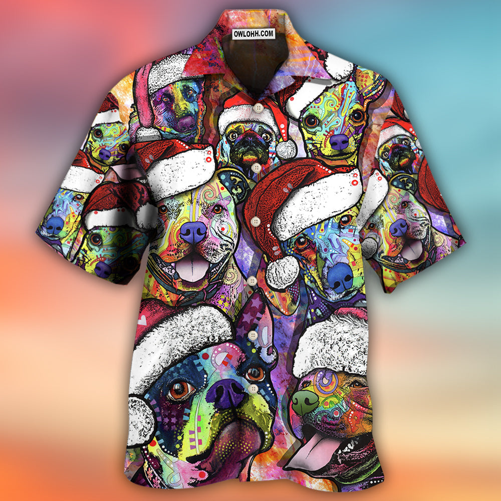 Dog Christmas Colorful Art Style - Hawaiian Shirt 