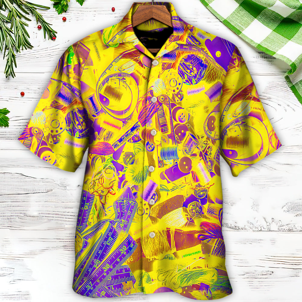 Embroidery Sewing Tailor Spool Vintage Retro Yellow Knitting - Hawaiian Shirt 