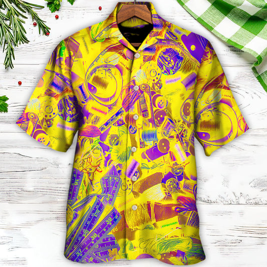 Embroidery Sewing Tailor Spool Vintage Retro Yellow Knitting - Hawaiian Shirt 