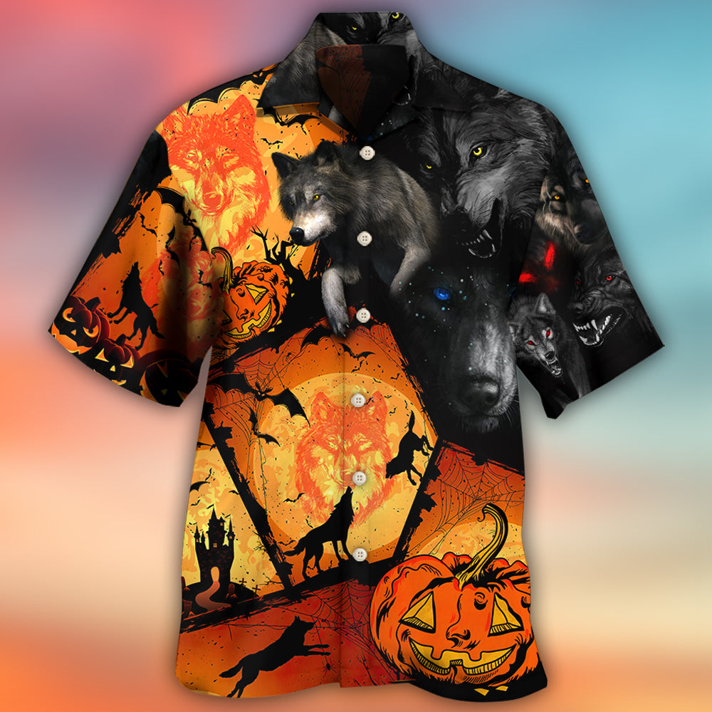 Halloween Wolf Pumpkin Scary - Hawaiian Shirt 