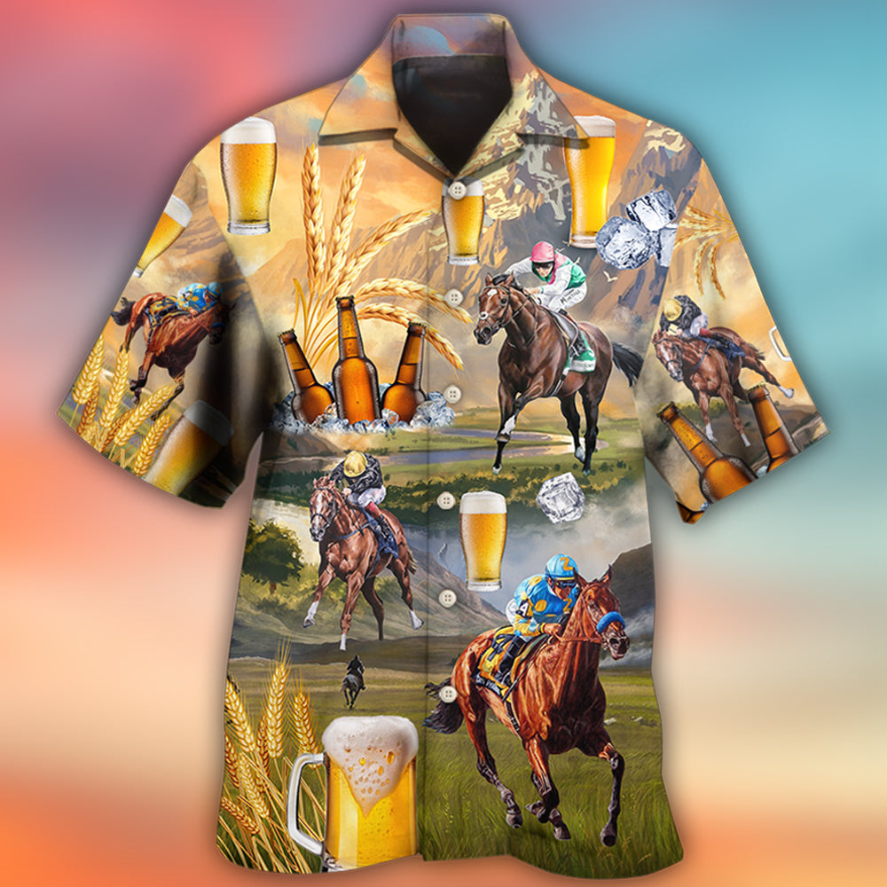 Beer And Horse Racing On The Steppe - Hawaiian Shirt 