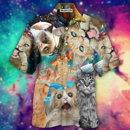Cat Funny Amazing Galaxy - Hawaiian Shirt 
