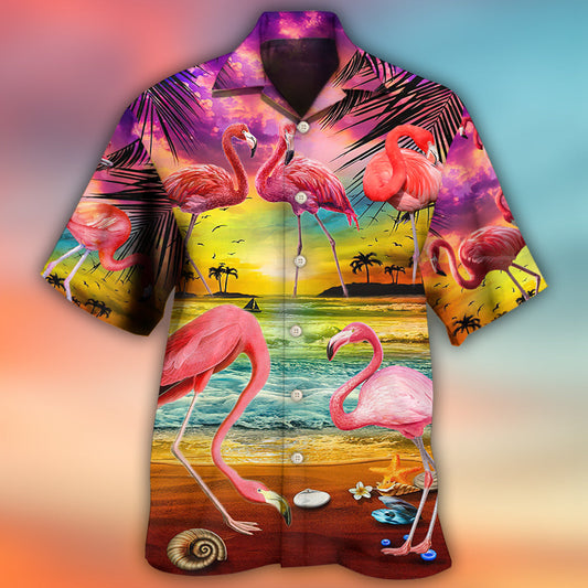 Flamingo In The Paradise Summer Cool Style - Hawaiian Shirt 
