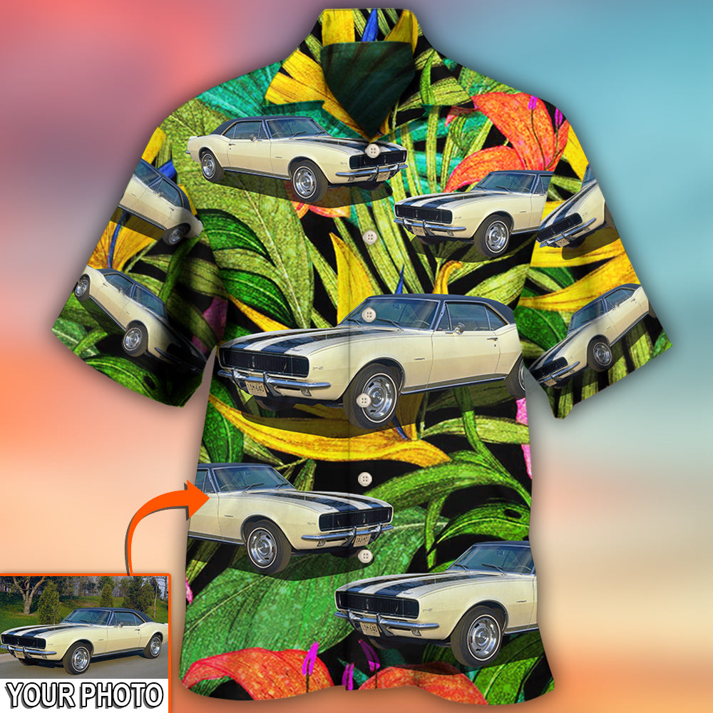 Car Camaro Car Classic Style Tropical Flower Custom Photo - Hawaiian Shirt 