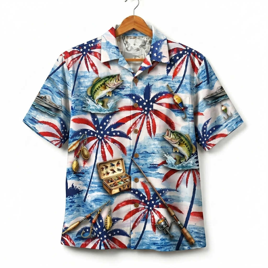 Bass Fishing America 4th July 250 Years Anniversary Premium Unisex Hawaiian Shirt For Men and Women