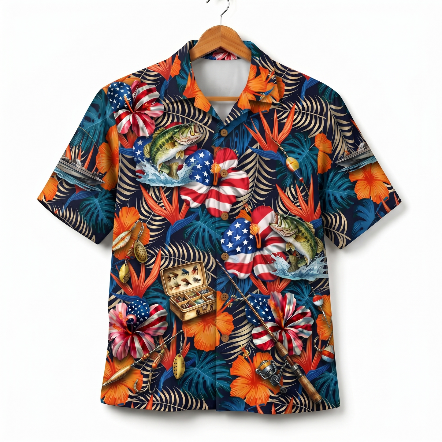 Bass Fishing America 4th July 250 Years Anniversary Premium Unisex Hawaiian Shirt For Men and Women