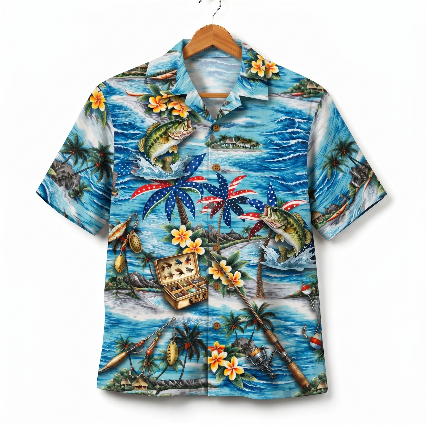 Bass Fishing America 4th July 250 Years Anniversary Premium Unisex Hawaiian Shirt For Men and Women