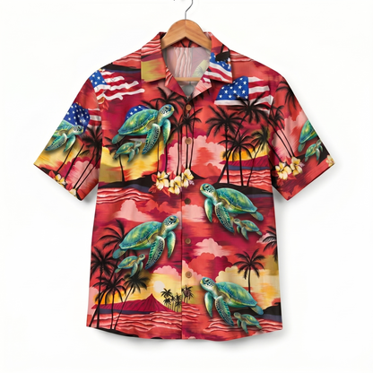 Sea Turtle America 4th July 250 Years Anniversary Premium Unisex Hawaiian Shirt For Men and Women