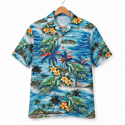 Sea Turtle America 4th July 250 Years Anniversary Premium Unisex Hawaiian Shirt For Men and Women