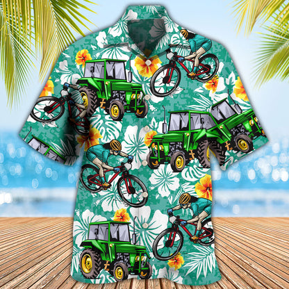Tractor I Like Tractors And Mountain Biking - Hawaiian Shirt 