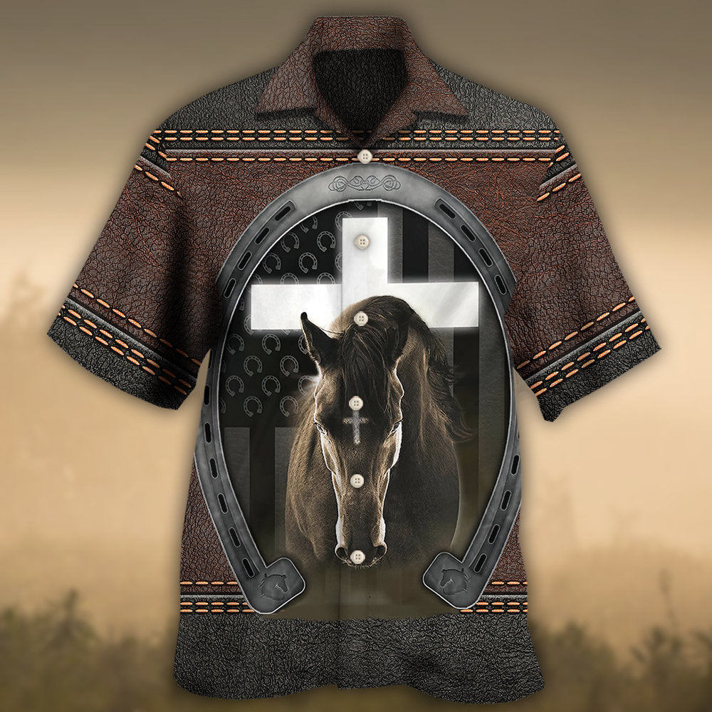 Horse Life Faith Leather Style - Hawaiian Shirt 