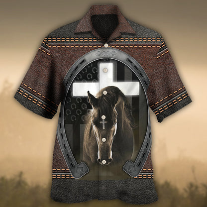 Horse Life Faith Leather Style - Hawaiian Shirt 