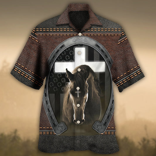 Horse Life Faith Leather Style - Hawaiian Shirt 
