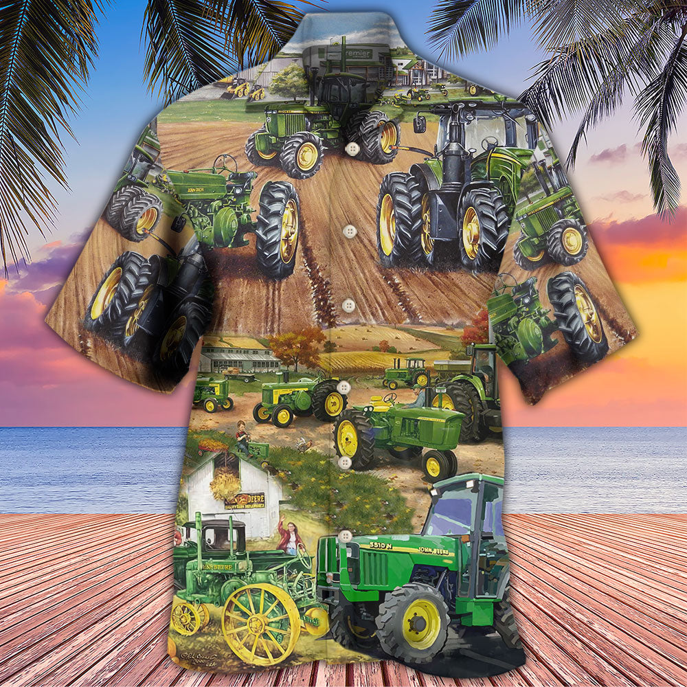 Tractor Green Tractor Working Farm - Hawaiian Shirt 