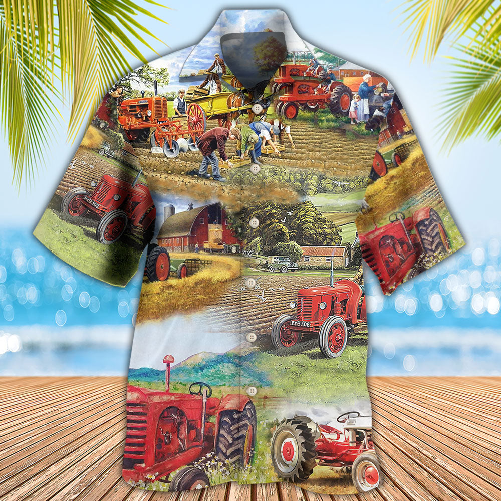 Tractor Farm Tractor Painting Art - Hawaiian Shirt 