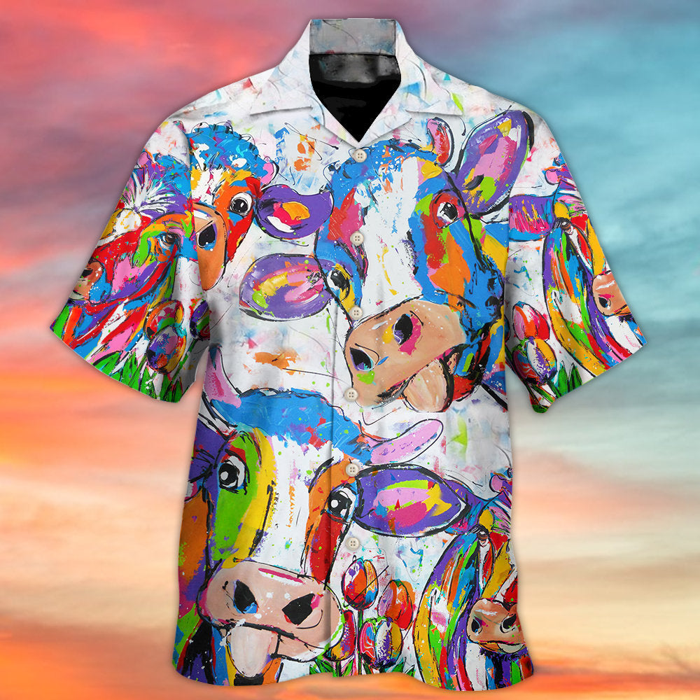 Cow Funny Amazing Colorful - Hawaiian Shirt 