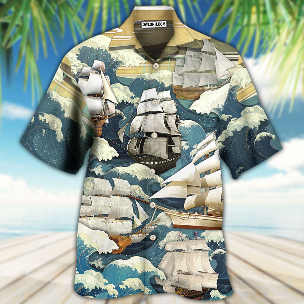 Sailing Wave Art Vintage - Hawaiian Shirt 