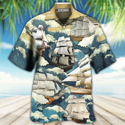 Sailing Wave Art Vintage - Hawaiian Shirt 