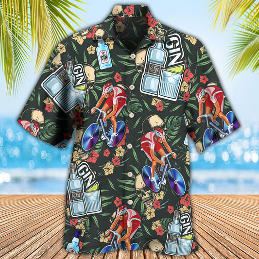 Wine Gin I Like Cycling And Gin - Hawaiian Shirt 