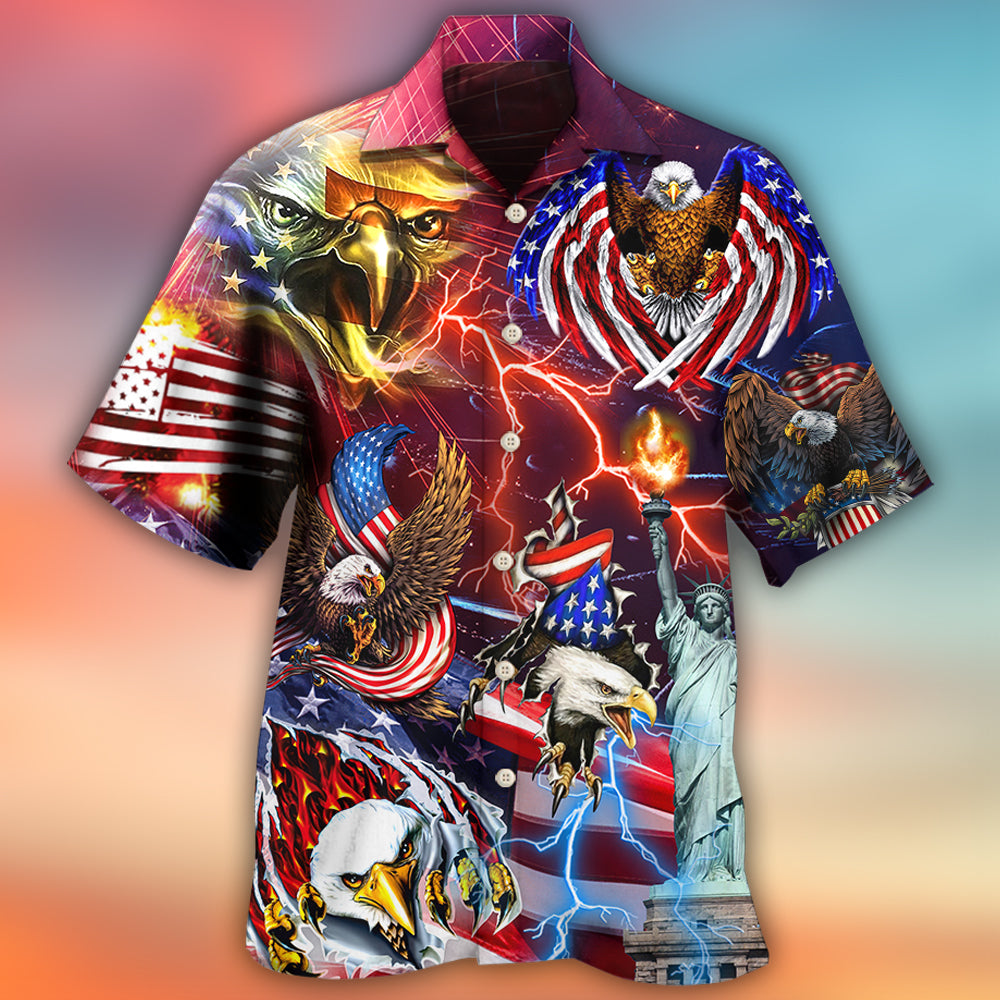 America Independence Day Eagle Lighting - Hawaiian Shirt 