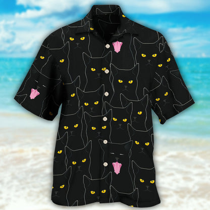 Black Cat Lovely Looking At You - Hawaiian Shirt 