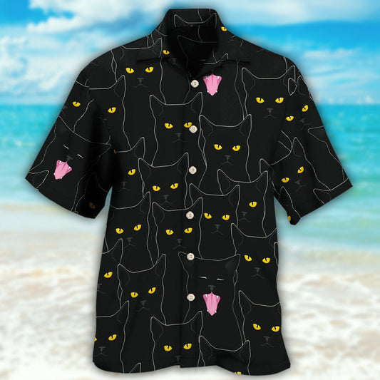 Black Cat Lovely Looking At You - Hawaiian Shirt 