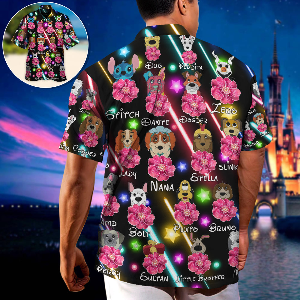 Dog Of DN Funny Dog Flower Neon Style Lovers Dog - Unisex Hawaiian Shirt For Men and Women