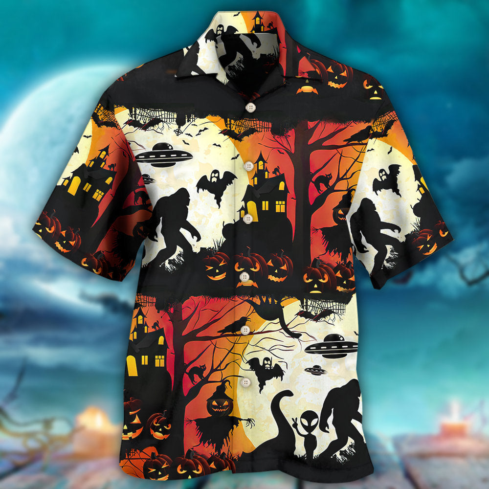 Halloween Ew People Bigfoot UFO - Hawaiian Shirt 