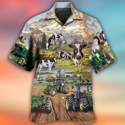 Tractor And Cow Farm Lover - Hawaiian Shirt 