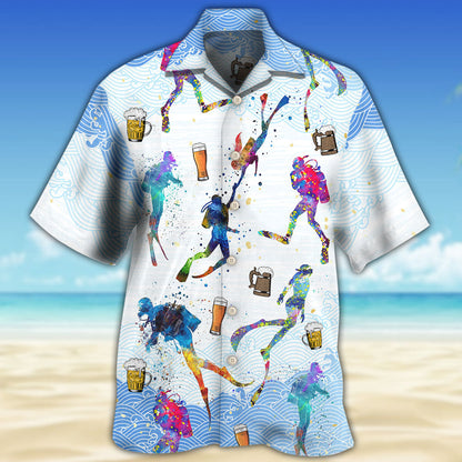 Diving I Like Beer And Diving - Hawaiian Shirt 