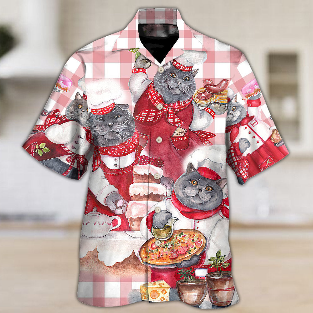 Chef Cute Black Cat Cooking - Hawaiian Shirt 