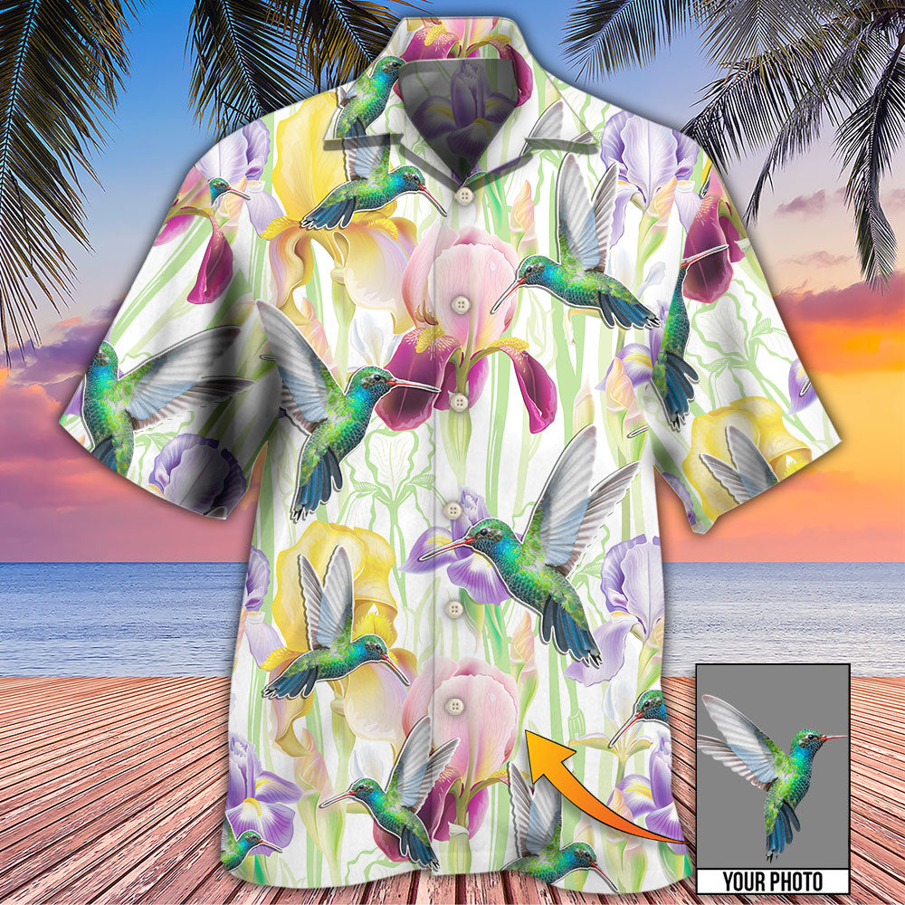 Hummingbird Flower Art Beautiful Custom Photo - Hawaiian Shirt 