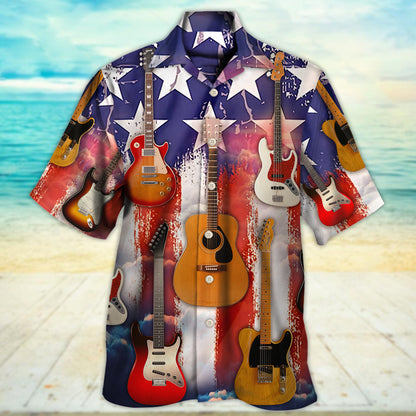 Guitar Independence Day Star America - Hawaiian Shirt 