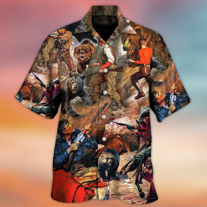 Hunting Bear Cow Boy Cool Art Style - Hawaiian Shirt 
