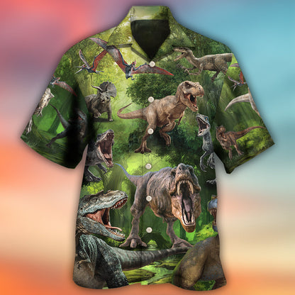 Dinosaur Cool In The Forest Style - Hawaiian Shirt 
