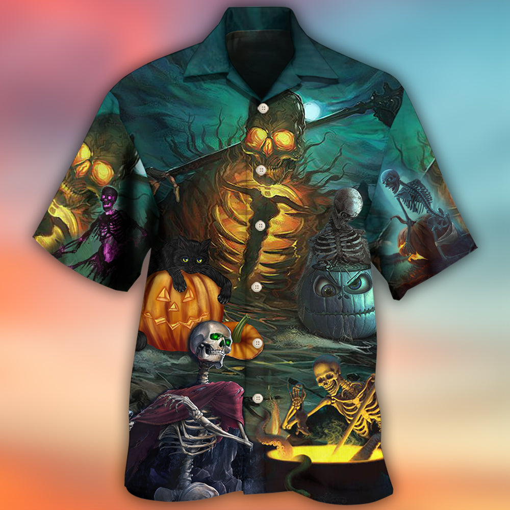 Halloween Skull Dark Scary - Hawaiian Shirt 