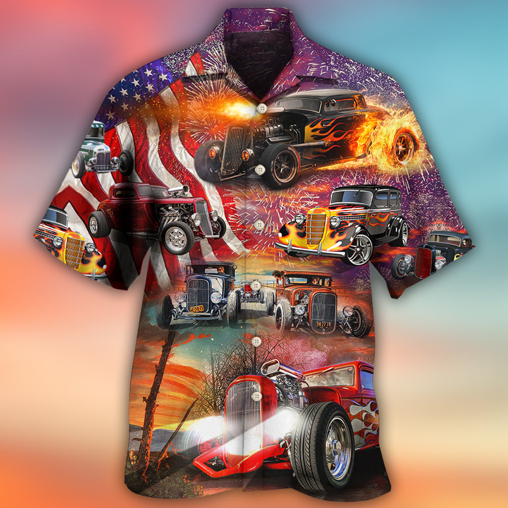 Hot Rod Independence Day Firework Happy - Hawaiian Shirt 