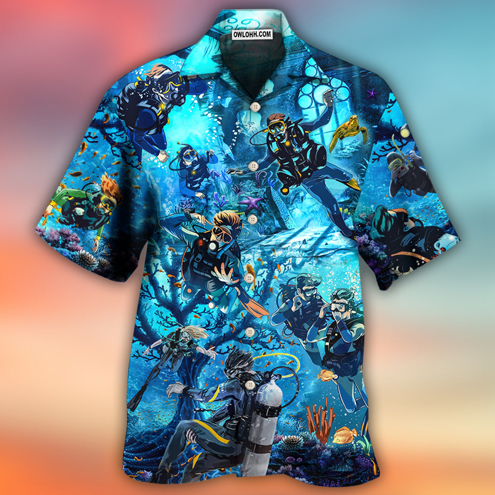 Diving Under The Sea Art Style - Hawaiian Shirt 