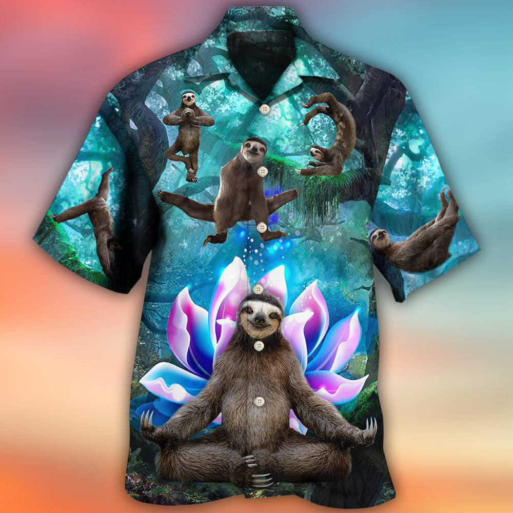 Sloth Yoga Pose On the Forest Lotus Flower - Hawaiian Shirt 