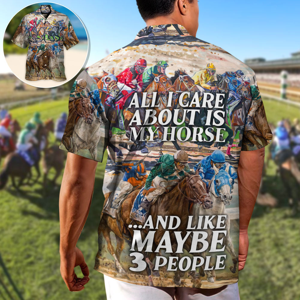 Montar a Caballo Todo lo que me Importa es mi Caballo y Quizás 3 Personas Estilo Asombroso - Camisa Hawaiana Unisex para Hombres y Mujeres