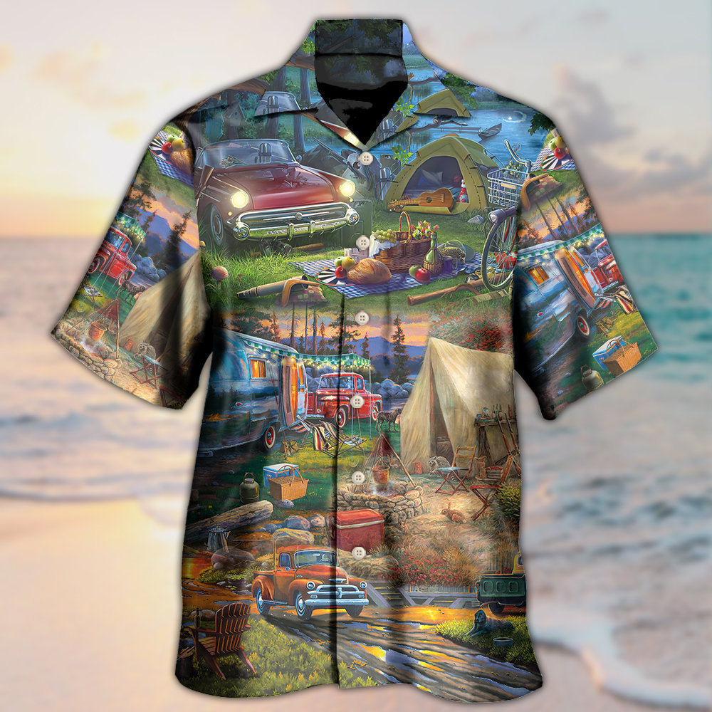 Camping Happy Night With Caravans - Hawaiian Shirt 