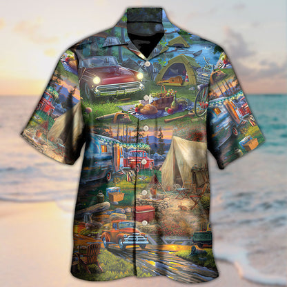 Camping Happy Night With Caravans - Hawaiian Shirt 