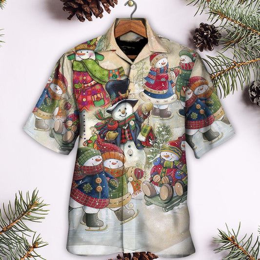 Christmas Couple Snowman Lover Winter Xmas - Hawaiian Shirt 