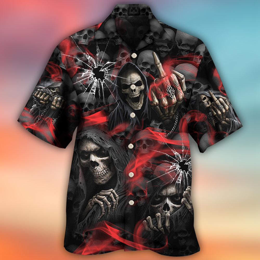 Skull Dark Red Smoke - Hawaiian Shirt 