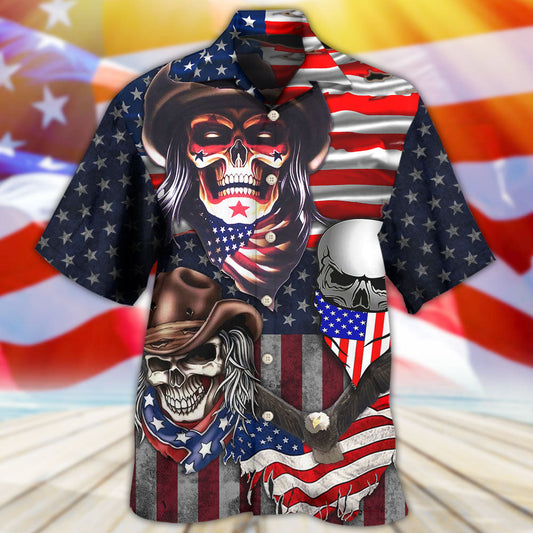 Skull Independence Day Cowboy Skull US - Hawaiian Shirt 