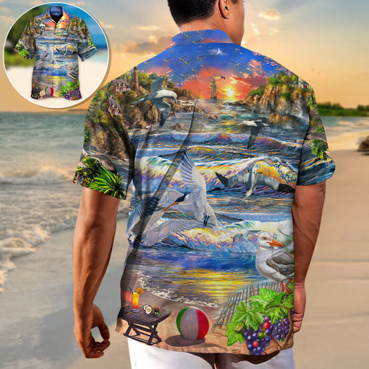 Beach - Today I Will Be Happier Than A Seagull With A French Fry - Unisex Hawaiian Shirt For Men and Women
