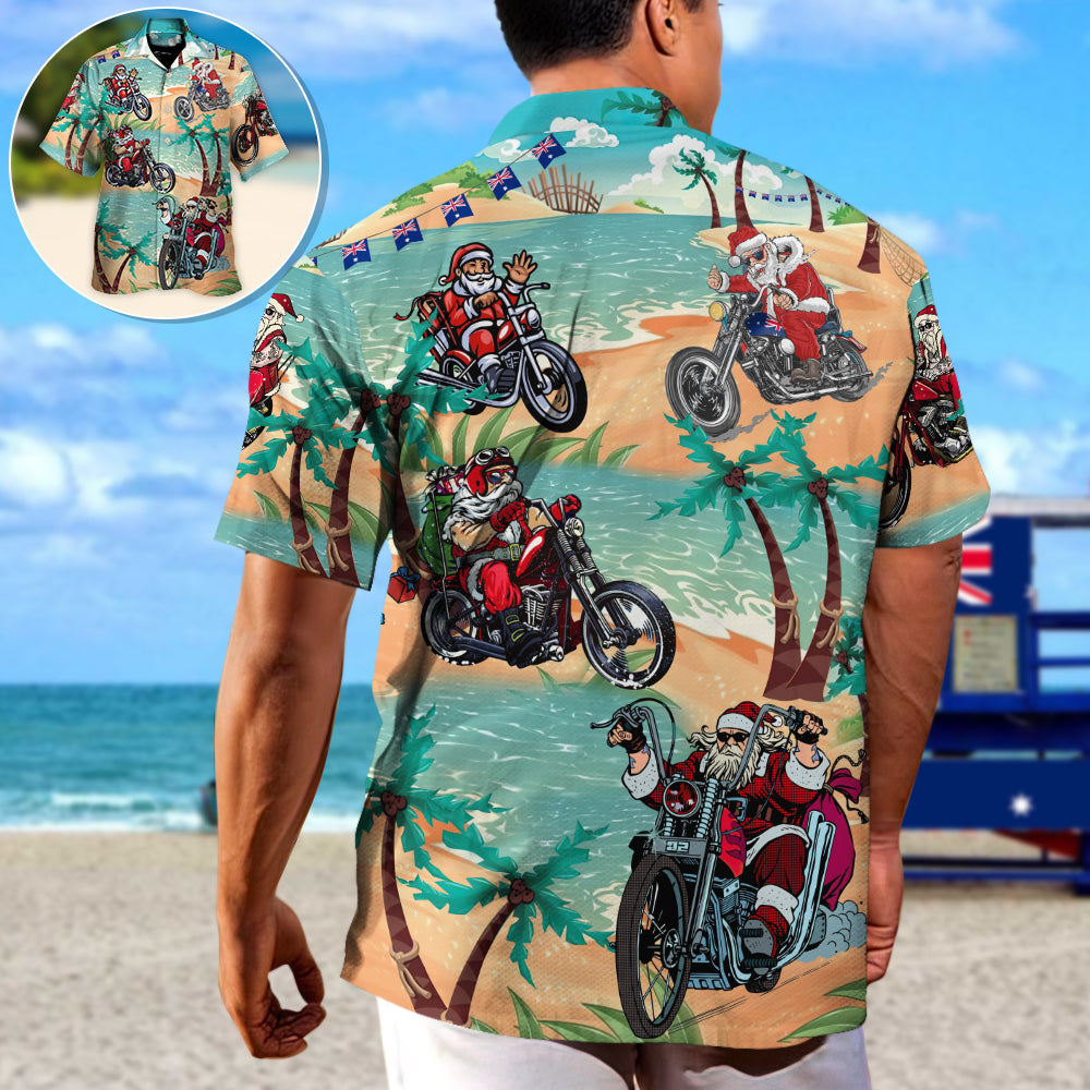 Christmas In July Driving With Santa Claus On Summer Beach - Unisex Hawaiian Shirt For Men and Women