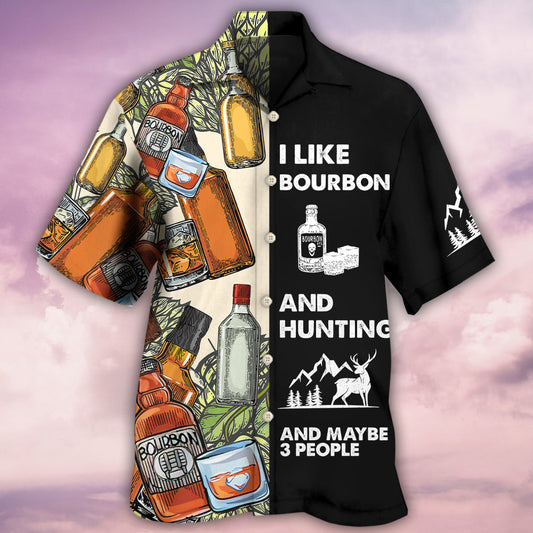 Wine Hunting I Like Bourbon - Hawaiian Shirt 